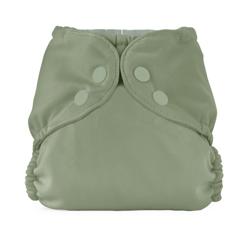 Esembly Cloth Diaper Cover - Reusable Swim Diaper, Waterproof, Breathable - Adjustable Outer Layer Over Absorbent Inner for Blowout Protection - Aloe, Size 1 (7-17lbs) - Image 1